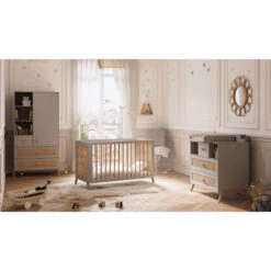 Chambre Trio Marélia Lune Lit 60x120 Cm + Commode + Armoire