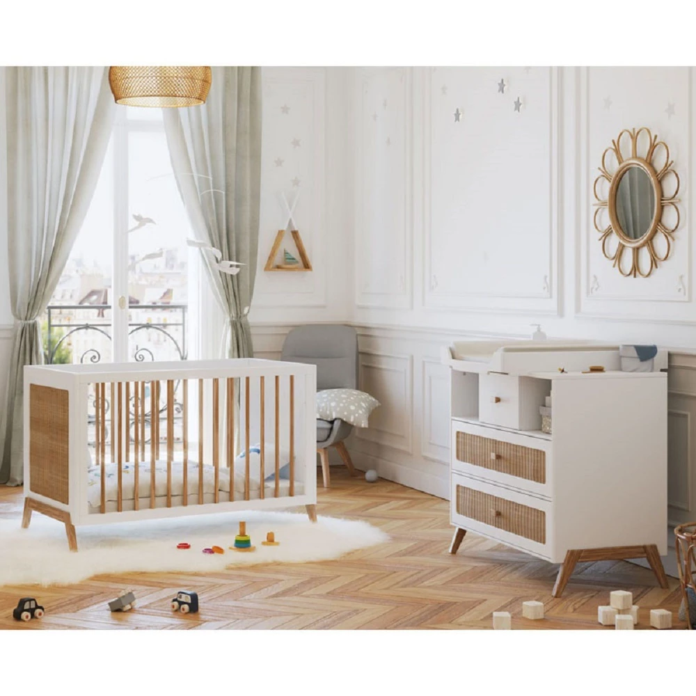 Chambre Duo Marélia Neige Lit 60x120 Cm + Commode 1 Chambre Duo Marélia Neige Lit 60x120 Cm + Commode