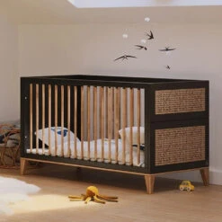 Lit Bébé évolutif Nami Canne De Rotin 70 X 140 Onyx -Allobébé th063329431 4