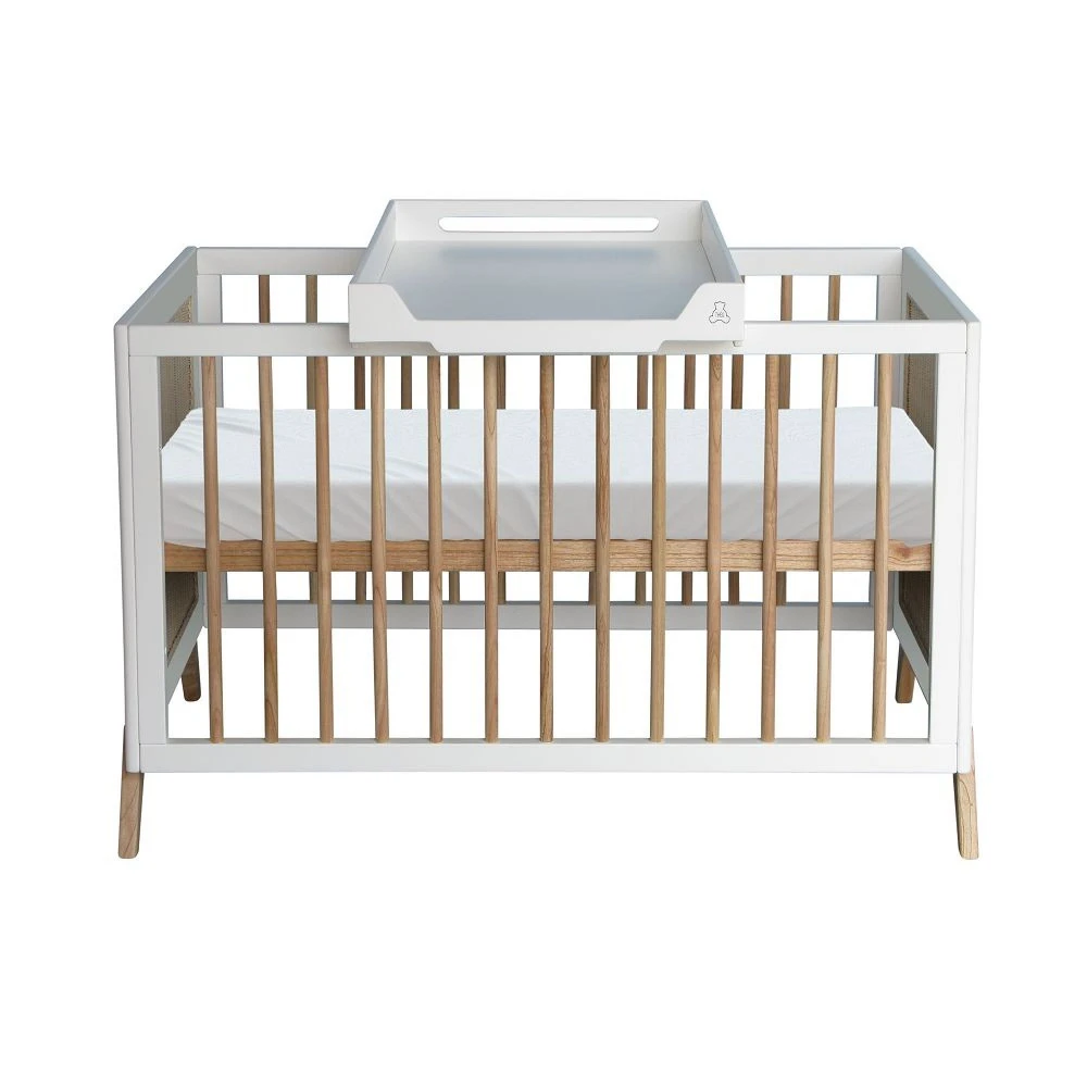 Lit Bébé évolutif Marélia Tressage Rotin 60x120 Cm Neige 4 Lit Bébé évolutif Marélia Tressage Rotin 60x120 Cm Neige – Image 4