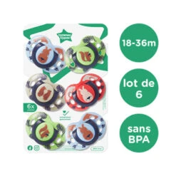 Tommee Tippee Lot De 6 Sucettes Closer To Nature Fun 18-36 Mois Garçon 16 Tommee Tippee Lot De 6 Sucettes Closer To Nature Fun 18-36 Mois Garçon -Allobébé to062335524 7