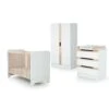Chambre Trio Carrousel Lit 60x120 Cm + Commode à Langer + Armoire Blanc Et Hêtre