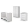 Chambre Trio Marelle Lit 60x120 Cm + Commode à Langer + Armoire Blanc