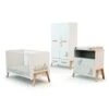 Chambre Trio Lit Bébé 60x120 Cm Canaille Winnie + Meuble à Langer + Armoire Blanc Et Hêtre Verni