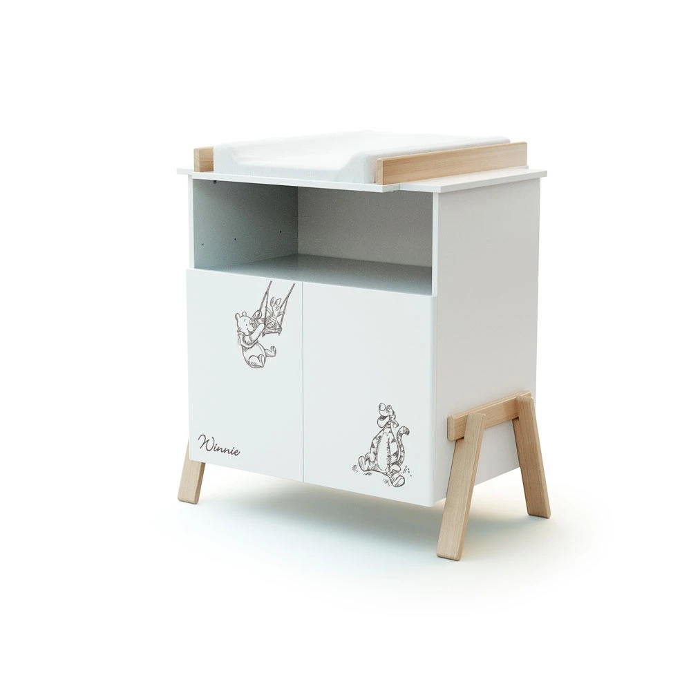 Chambre Trio Lit Bébé 60x120 Cm Canaille Winnie + Meuble à Langer + Armoire Blanc Et Hêtre Verni 5 Chambre Trio Lit Bébé 60x120 Cm Canaille Winnie + Meuble à Langer + Armoire Blanc Et Hêtre Verni – Image 5