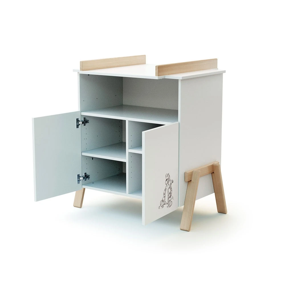 Chambre Trio Lit Bébé 60x120 Cm Canaille Winnie + Meuble à Langer + Armoire Blanc Et Hêtre Verni 6 Chambre Trio Lit Bébé 60x120 Cm Canaille Winnie + Meuble à Langer + Armoire Blanc Et Hêtre Verni – Image 6