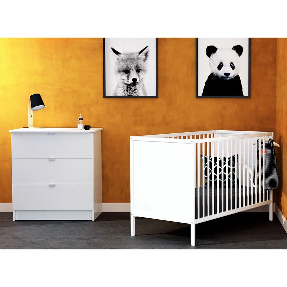 Chambre Duo Lit Bébé 60x120 Cm Et Commode à Langer Webaby Blanc 2 Chambre Duo Lit Bébé 60x120 Cm Et Commode à Langer Webaby Blanc – Image 2