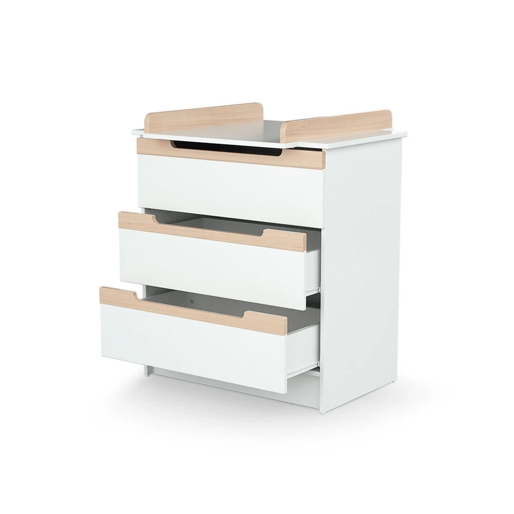 Commode à Langer Carrousel Blanc Et Hêtre Verni 3 Commode à Langer Carrousel Blanc Et Hêtre Verni – Image 3