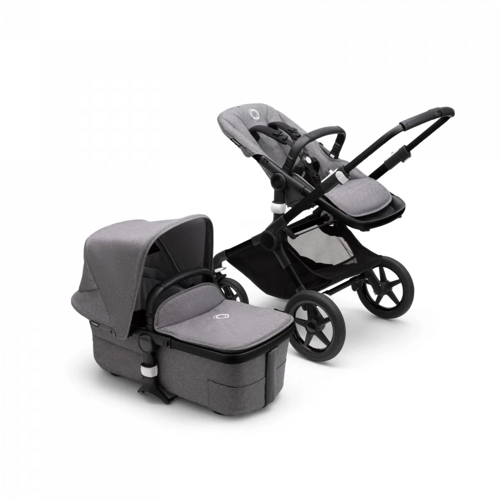 Bugaboo Pack Duo Poussette Fox 3 Complète Châssis Noir Gris Chiné 1 Bugaboo Pack Duo Poussette Fox 3 Complète Châssis Noir Gris Chiné