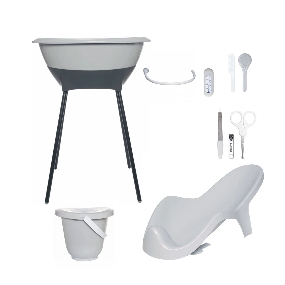 Luma Set De Bain Enfant Gris Support Noir 1 Luma Set De Bain Enfant Gris Support Noir